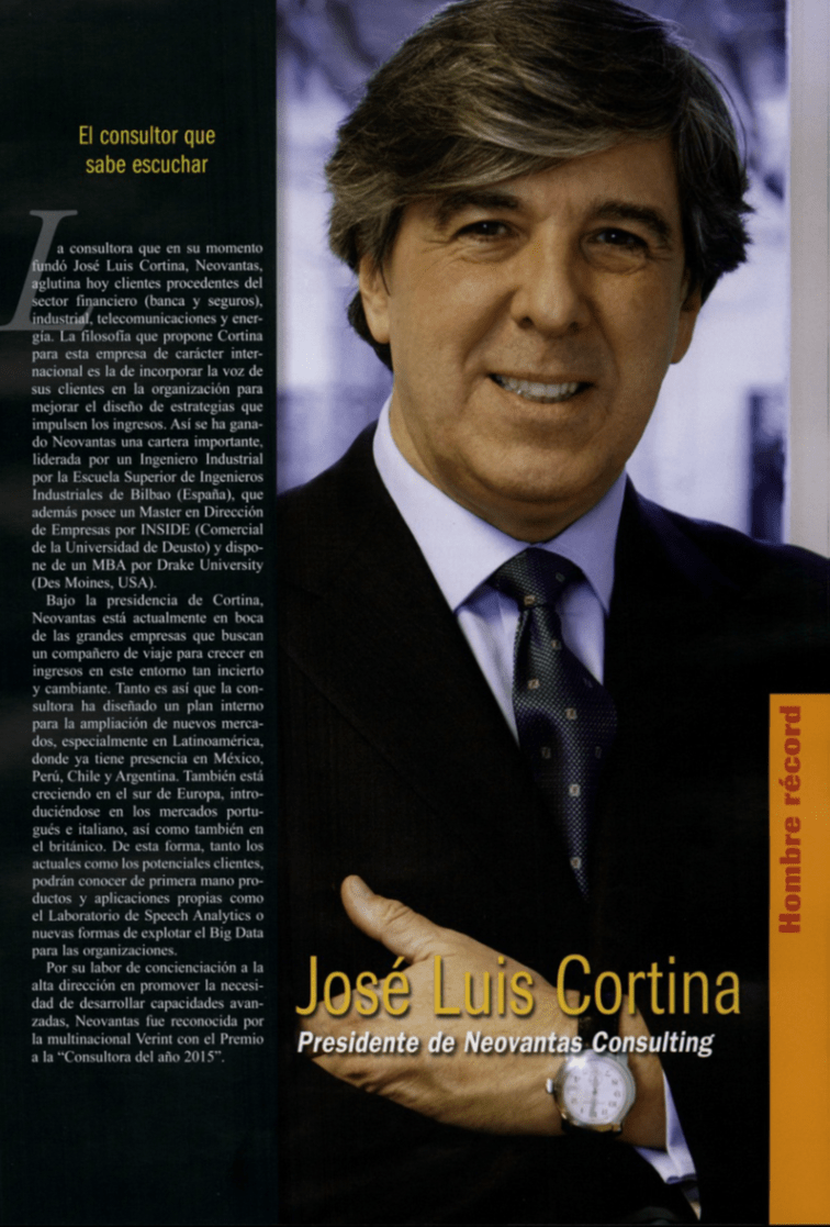 Nuestro presidente, José Luis Cortina, "hombre récord", de la revista directivos y empresas